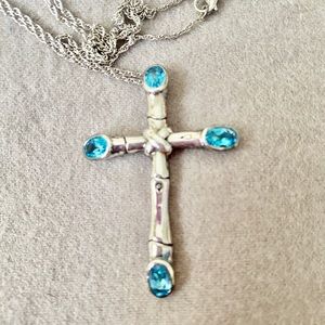 John Hardy blue topaz cross necklace